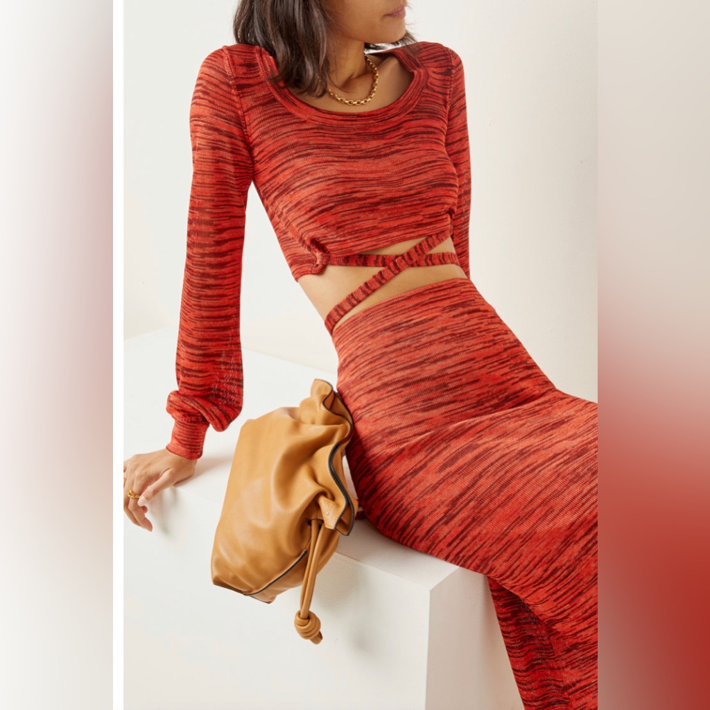 Alexis Loli Orange Space-Dyed Knit Crop Top Size S